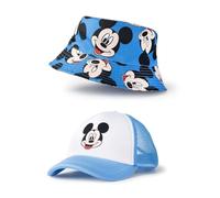 Disney Set Cappello da Pescatore e Berretto Blu di Topolino | Cappelli con Grafica in Confezione da Due per Ragazzi | Abbigliamento Casual per la Protezione Solare