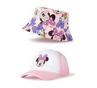 Disney Set Cappello da Pescatore e Berretto Rosa per Ragazze Minnie Mouse | Accessori per la Stampa di Caratteri Leggeri e Traspiranti | Protezione Solare Casual