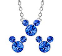 Disney Set Collana ed Orecchini in Ottone per Mese di Nascita, con Mickey Mouse - Settembre Blu