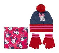 Disney Set con Cappellino Invernale, Guanti e Scaldacollo di Minnie - Colore Blu, Rosso e Rosa - Taglia Unica - in Acrilico e Poliestere - Stampa di Topolina - Prodotto Originale Disegnato in Spagna
