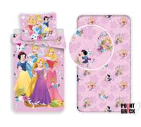DISNEY SET COPRIPIUMINO + LENZUOLO ANGOLI 100% COTONE PRINCIPESSE PINK
