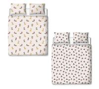 Disney Set copripiumino matrimoniale con licenza ufficiale Mickey e Minnie | Design Ditsy | Biancheria da letto per bambini reversibile a 2 facce color crema, con federe abbinate