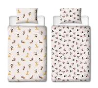 Disney Set copripiumino singolo con licenza ufficiale Mickey e Minnie | Design Ditsy, copripiumino reversibile a 2 facce con federe abbinate | Perfetto per la cameretta dei bambini