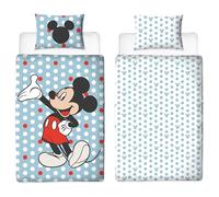 Disney Set copripiumino singolo con licenza ufficiale Topolino, design blu, double-face, con federa coordinata, perfetto per la camera dei bambini, in policotone