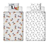 Disney Set copripiumino singolo con licenza ufficiale Topolino, design grigio, double-face, con federa coordinata, perfetto per la camera dei bambini, in policotone