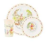 Disney Set da tavola per bambini in polipropilene con Winnie the Pooh on a Picnic - include piatto, ciotola e bicchiere con Winnie the Pooh & Friends - Adatto al microonde e alla lavastoviglie - per