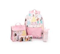 Disney Set di 4 pezzi rosa con zainetto, borsa per il pranzo, astuccio e borraccia per la scuola delle bambine.