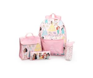 Disney Set di 4 pezzi rosa con zainetto, borsa per il pranzo, astuccio e borraccia per la scuola delle bambine.