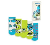 Disney Set di 5 calzini unisex per bambini Monsters & Co. | Pois blu, verdi e bianchi e design grafico | Abbigliamento quotidiano con Mike e Sully | Merchandise