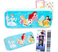 Disney Set di articoli di cancelleria da principessa, il pacchetto di cancelleria include astuccio in latta, matite congelate, adesivi, altro ancora | Porta utensili da scrittura Disney Princess (gli