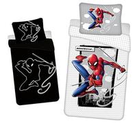 Disney - Set di biancheria da letto, fluorescente al buio, dimensioni: 140 x 200 cm, 70 x 90 cm, 100% cotone (motivo Spiderman)