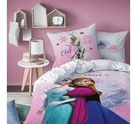 Disney - Set di biancheria da letto "La regina di ghiaccio", 2 pezzi, 135 x 200 cm, 80 x 80 cm, motivo: Frozen con Anna ed Elsa, in 100% cotone con chiusura lampo, Öko-Tex - lavabile in lavatrice