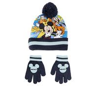 Disney Set di Cappellino Invernale e Guanti Berretto, Blu, Estándar Unisex Kids