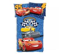 Disney Set di biancheria da letto reversibile Cars Track Stars per lettino, 100% cotone, copripiumino 100 x 135 cm + federa 40 x 60 cm, Flash McQueen