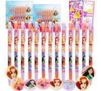 Disney Set di matite meccaniche e gomme da cancellare per feste, con 20 matite e 8 gomme per sacchetti di goodie, sacchetti, premi in classe e altro ancora | Disney Princess Party Supplies Girls