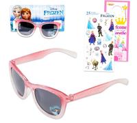 Disney Set di occhiali da sole per bambini Frozen, con occhiali da sole rosa Frozen, eleganti, comodi e durevoli, più adesivi, accessori di protezione UV per ragazze