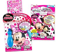 Disney Set di pittura con acqua di Minnie Mouse per bambini, confezione da 2 libri senza disordine con pennello, penna e adesivi a sorpresa d'acqua, forniture per feste di Minnie Mouse