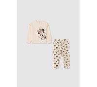 DISNEY, Set Felpa E Leggings Da Bambina In Cotone Beige Regular Fit, Beige, Taglia: 9-12