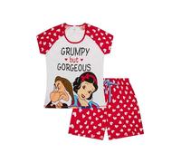 Disney Set pigiama corto da donna Biancaneve e i Nani, Brontolo ma Splendida, in cotone, bianco, 18-20