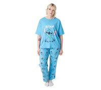 Disney Set Pigiama da Donna Lilo & Stitch | Top a Maniche Corte con Grafica Stitch per Adulti e Pantaloni Pigiama a Gamba Lunga in Blu | Indumenti da Notte da Donna con Stampa Integrale di Personaggi