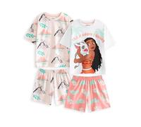Disney Set Pigiama per Ragazze Moana | Pigiama a Maniche Corte e Gamba Corta Bianco e Corallo | Confezione Multipla da 2 Indumenti da Notte | Stampa Carattere Pua | Abbigliamento da casa per Bambini