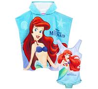 Disney The Little Mermaid Girl - Costume da Bagno e Asciugamano con Cappuccio, 3-4 Anni