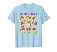 Disney Snow White And The Seven Dwarfs Feeling Dopey Box Up Maglietta, Uomo, Celeste, M
