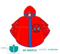 Disney SPIDERMAN Mantella Parapioggia Impermeabile Poncho ROSSO 3-6 anni