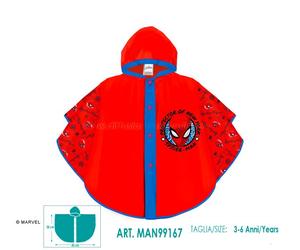 Disney SPIDERMAN Mantella Parapioggia Impermeabile Poncho ROSSO 3-6 anni