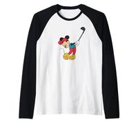 Disney Sports Golf Mickey Mouse Golfing Maglia con Maniche Raglan