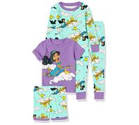 Disney Spotted Zebra | Marvel | Star Wars | Frozen | Principessa | Set Pigiama in Cotone Aderente per Bambina, Confezione da 4, Principessa Jasmine, XL
