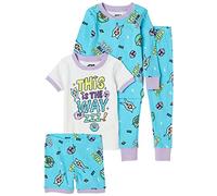 Disney Spotted Zebra | Marvel | Star Wars | Frozen | Principessa | Set Pigiama in Cotone Aderente per Bambina, Confezione da 4, Star Wars Mandalorian Friends, S