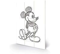 Mickey Mouse Wall Art Wood Print (Vintage Sketch Design) 20cm x 29.5cm - Officia