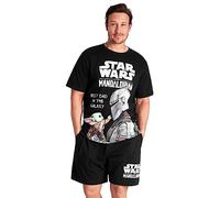 Disney Star Wars Pigiama Uomo Corto Morbido Traspirante Pigiami Uomo Estivi Set Baby Yoda Abbigliamento da Casa Regalo per Lui (2XL, Nero Baby Yoda)
