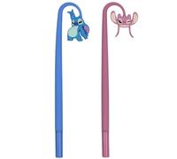 Disney Stitch 2x penna gel con figura silicone blu scuola set