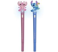 Disney Stitch 2x penna gel luminosa blu scuola con figure set