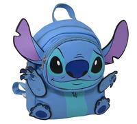 Disney Stitch 3D 10 Inches Mini Deluxe Backpack with 1 Front pocket Small Blue