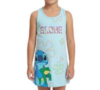 Disney Stitch Abito per Ragazze, Senza Maniche Vestito Aloha e Rana Design, Taglia 8 Anni | Blu