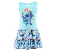 Disney Stitch Abito per Ragazzi, Abito Morbido Cotone con Motivo Aloha a Maniche Corte, Taglia 8 Anni | Blu
