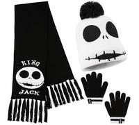 Disney Stitch Accessori Invernali Set Bambina Adolescenti, Accogliente Accessori Viaggio e Scuola - Regalo Ragazza (Black Jack 3 Pz)