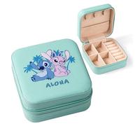 Disney Stitch and Angel Aloha - Piccolo portagioie quadrato da viaggio, per anelli, orecchini, collane, bracciali