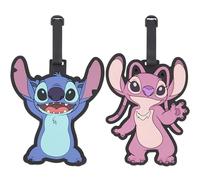 Disney Stitch and Angel - Set di 2 targhette identificative per valigia, con cinghie regolabili, multicolore, taglia unica, multicolore, motivo: Stitch Disney e angelo, set da 2 pezzi con cinghie
