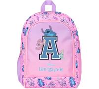 Disney Stitch and Lilo - Zaino scolastico personalizzato per ragazze, formato A4, 2 scomparti, con tasche in rete e spallacci imbottiti regolabili, colore: rosa, rosa