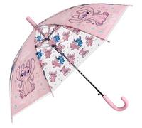 DISNEY Stitch Angel Ombrello pieghevole, AUTOMATICO, ombrello TRASPARENTE per ragazze (D)