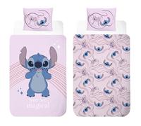 Disney Stitch & Angel Set di Biancheria da Letto Reversibile | 'You Are Magical' Copripiumino per Letto Singolo 140×200 cm + Federa 50×70 cm | Βiancheria per Bambini 100% Cotone | Ufficiale Disney