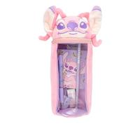 Disney Stitch - Astuccio Portapenne Peluche Cilindrico con Testa 3D | Set Cancelleria con Penna, Matita, Bloc Notes, Gomma e Temperino [Rosa Stitch]