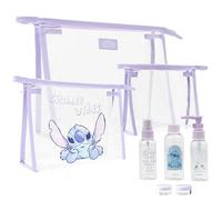 Disney Stitch Set Viaggio Organizer, Contenitori da Viaggio con Bottiglia Ricaricabile
