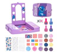 Disney Stitch Beauty Vanity Set con specchio illuminante, include lucido labbra, ombrello, blush, pennelli, smalto per unghie, accessori, batterie non incluse, età 6+, per regalo, da Townley Girl