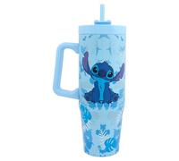 Disney Stitch - Bicchiere termico da 900 ml, con cannuccia e coperchio, prodotto ufficiale di Polar Gear Stitch, tazza da viaggio a doppia parete in acciaio inox