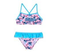 Disney Stitch Bikini Bambina 3-8 Anni Costume Mare Due Pezzi Ufficiale Premium 82% Poliestere 18% Elastan Asciugatura Rapida Fantasie Colorate Estate [18069 Azzurro - 4 Anni]